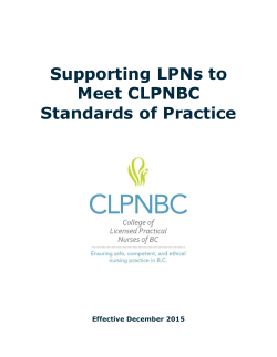 Supporting LPNs to Meet CLPNBC Standards of Practice