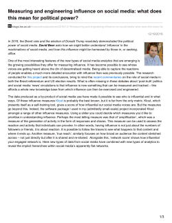 Measuring and engineering influence on social media: what does
