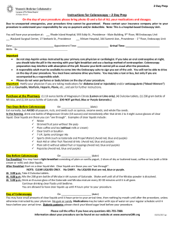 Instructions for Colonoscopy &ndash; 2 Day Prep