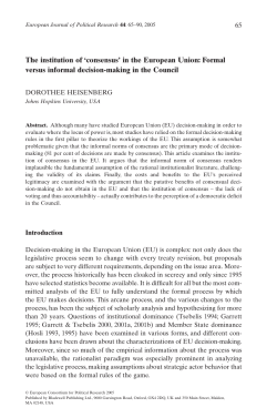 The institution of `consensus` in the European Union: Formal versus