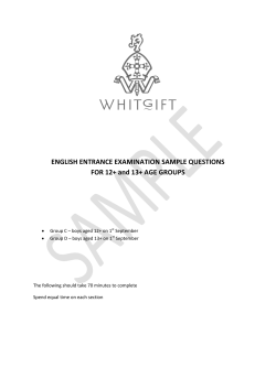 ENGLISH ENTRANCE EXAMINATION SAMPLE QUESTIONS FOR