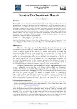School-to-Work Transitions in Mongolia