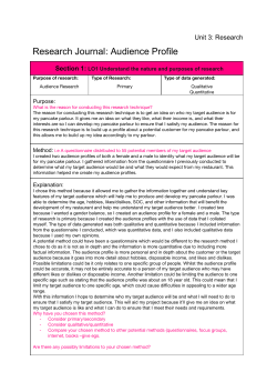 Research Journal: Audience Profile