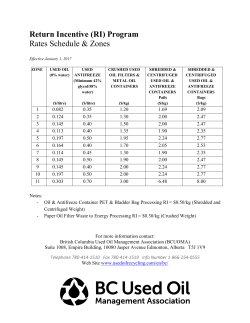 RI Rate Schedule - BC Used Oil Management Association
