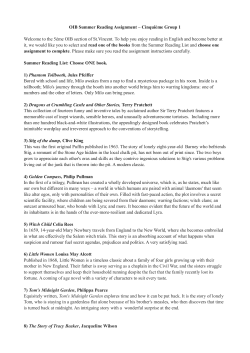 OIB Summer Reading Assignment &ndash; Cinqui&egrave;me Group 1 Welcome