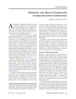 defining the skills underlying communication competence