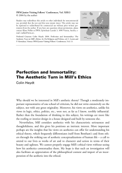 The Aesthetic Turn in Mill`s Ethics
