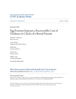 Egg Eviction Imposes a Recoverable Cost of Virulence in Chicks of