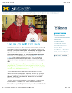 One-on-One With Tom Brady