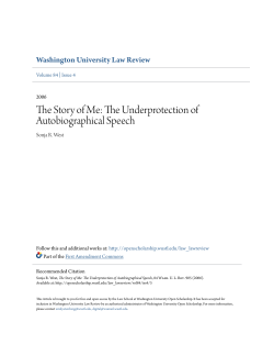 The Story of Me: The Underprotection of Autobiographical Speech