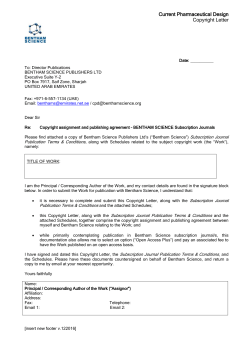 Current Pharmaceutical Design Copyright Letter