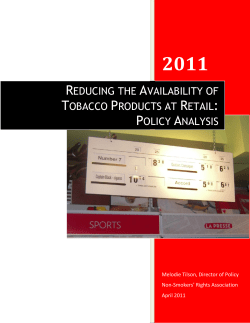 reducing the availability of tobacco products at retail: policy analysis