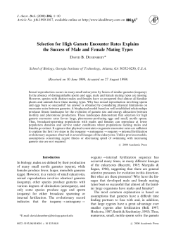Selection for High Gamete Encounter Rates