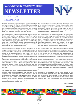 NEWSLETTER - Woodford County High School For Girls