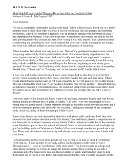 Most Helpful / Least Helpful Things To Do or Say After the