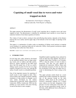 Capsizing of small vessel due to waves and water trapped on