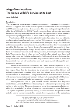 Mega-Translocations: The Kenya Wildlife