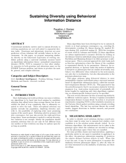 Sustaining Diversity using Behavioral Information Distance