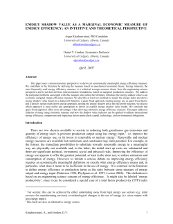 ENERGY SHADOW VALUE AS A MARGINAL ECONOMIC