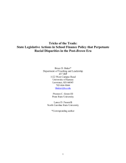 State Legislative Actions in School Finance
