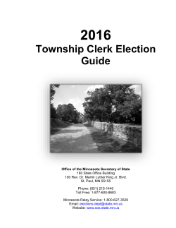 Town Clerk Election Guide - Minnesota Secretary Of State