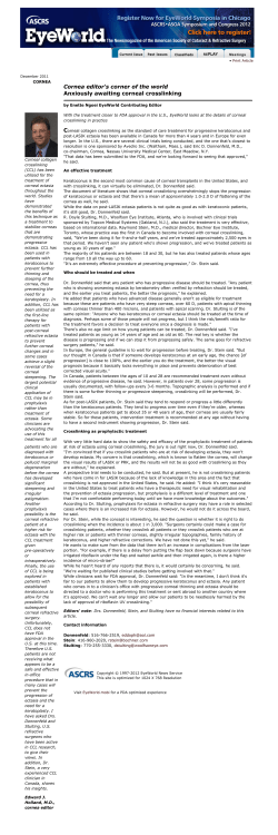 Cornea editor`s corner of the world Anxiously awaiting corneal