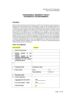 professional indemnity policy for medical establishments 1