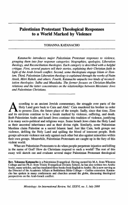 Palestinian Protestant Theological Responses to a World Marked by