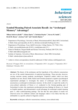 Symbol/Meaning Paired-Associate Recall: An &ldquo;Archetypal Memory