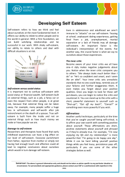 Developing Self Esteem