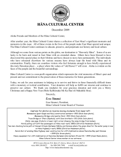 2009 Newsletter - Hana Cultural Center and Museum