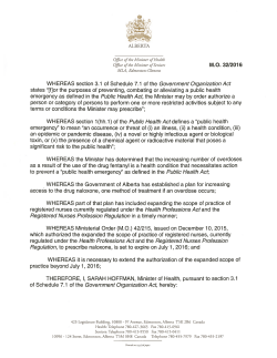 Ministerial Order #32/2016 &ndash; Naloxone RN