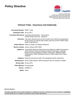 Clinical Trials - Insurance and Indemnity