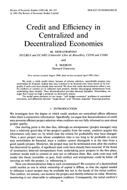 Credit and Efficiency in Centralized and Decentralized Economies