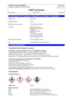SAFETY DATA SHEET HARP&reg; Iso-Pentane