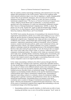 Sources of National Institutional Competitiveness