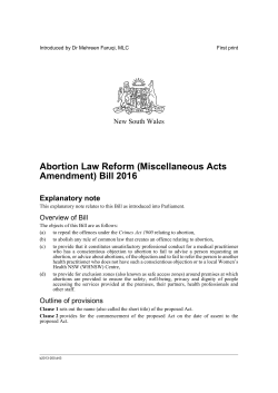 Abortion Law Reform (Miscellaneous Acts Amendment) Bill 2016