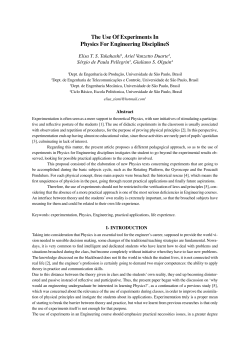 The Use Of Experiments In Physics For Engineering DisciplineS