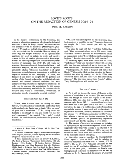 LOVE`S ROOTS: ON THE REDACTION OF GENESIS 30:14-24