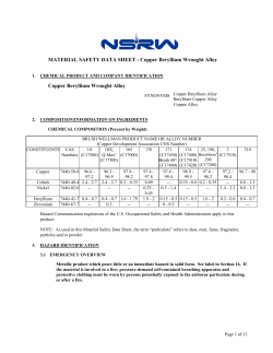 Copper Beryllium Wrought Alloy Copper Beryllium Wrought