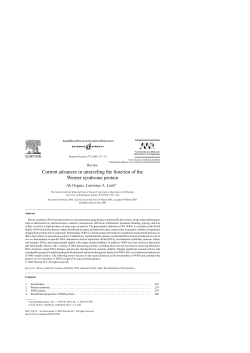 Current advances in unraveling the function of the Werner syndrome