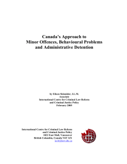 Canada`s Approach to Minor Offences, Behavioural