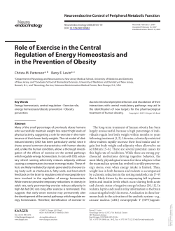 Role of Exercise in the Central Regulation of Energy Homeostasis