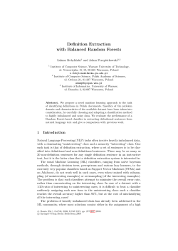 Definition Extraction with Balanced Random Forests