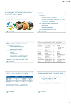 Copper supply affects growth performance and health in