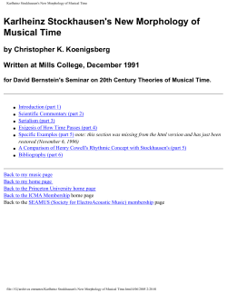 Karlheinz Stockhausen`s New Morphology of Musical Time