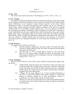 The Mining Act of 1971. - North Carolina General Assembly