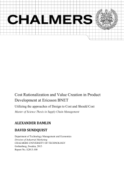 Cost Rationalization and Value Creation in Product Development at