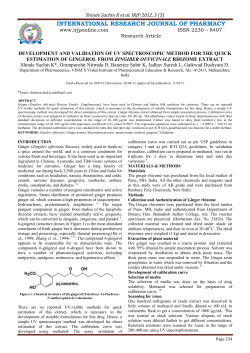 development and validation of uv spectroscopic method for the quick