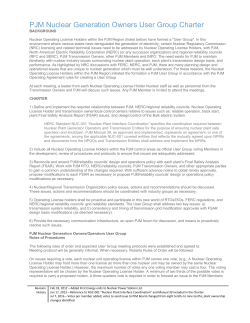 PJM Nuclear Generation Owners User Group Charter